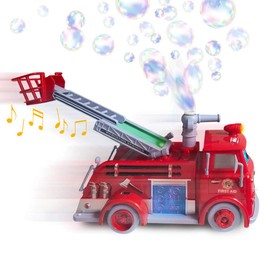ArtCreativity Fire Truck Toy Bubble Machine for Kids, Bubble Blower Toy Truck for Toddlers with Lights, Siren Effects, Bubble Solution & Funnel, Kids Toys, Gift for Boys and Girls 3-5+ Years Old