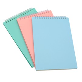 Yansanido Top Bound Spiral Notebook, 3 Pcs 3 Color A5 Size Thick Plastic Hardcover 8mm Ruled Paper 80 Sheets (160 Pages) Journal for School and Office Supplies (Light Color)
