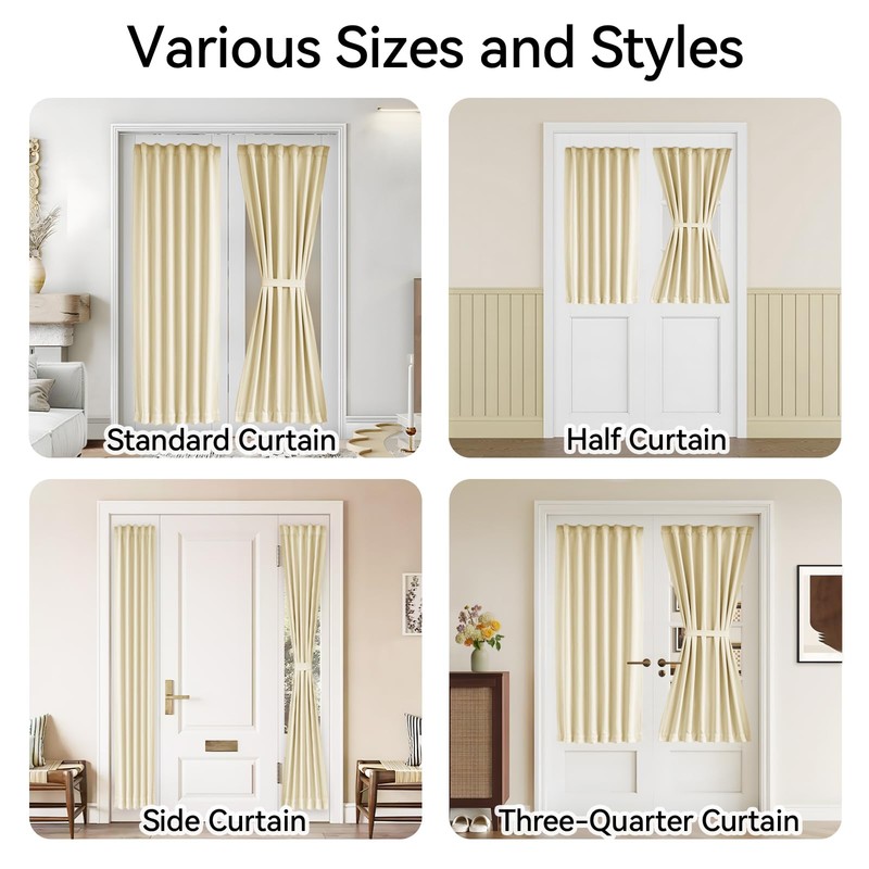 Vatge Self Adhesive French Door Curtain - Front Door Curtain