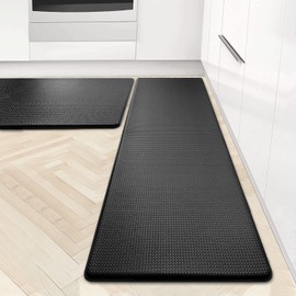 Artnice Kitchen Mats Anti Fatigue 2 Pieces 0.47 Inch,Black Kitchen Mats for Floor,Memory Foam Comfort Mat for Kitchen Floor,Waterproof Anti Fatigue Mats for Kitchen Floor,Office,Sink,Laundry
