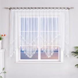 HeichkelL Transparent Jacquard Curtain Band Scarf 1 Piece Universal Tape Store Ruffle Tape Living Room Bedroom White Height x Width 145 x 600 cm