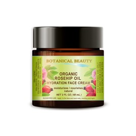 ORGANIC ROSEHIP OIL HYDRATION FACE CREAM. For Normal - Dry - Sensitive Skin. Moisturized and nourished (4 Fl. oz. - 120 ml.)
