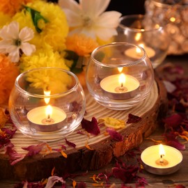 Volens 24PCS Clear Votive Candle Holders for Table Centerpieces, Round Glass Tealight Candle Holders Bulk for Wedding Decor and Home Decorations