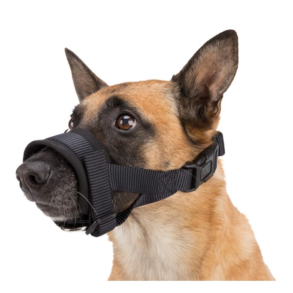 TRIXIE Nylon Ribbon Muzzle, Training, XL-XXL, Black, Dog