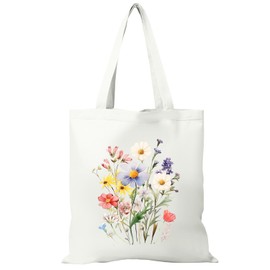 Fabric Bag Printed Spring Flowers Fabric Bag Tote Bag Women's Shopping Bag Fabric Bags Reusable Tote Bag Aesthetic Tote Bags Cotton Bag Linen Bag Gift for Women 40 x 35 cm