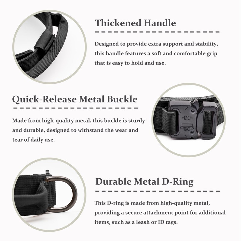 Tactical Dog Collar, Adjustable Military Training Nylon Dog Collar with