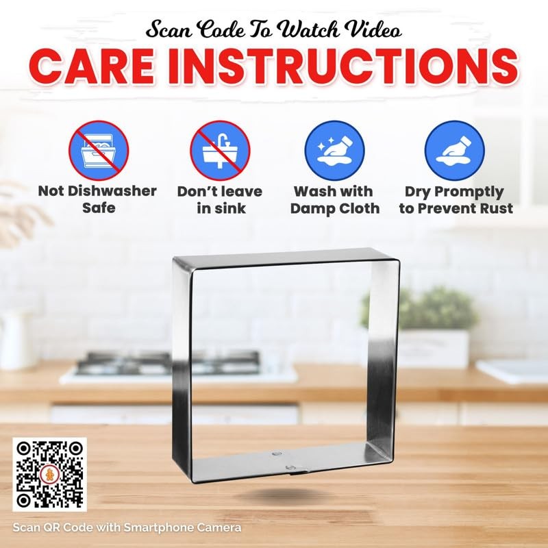 Foose Brand Square Cookie Cutter 4 in, Tin Plate Steel,