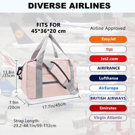lifwimner Ryanair Hand Luggage Small Hand Luggage Bag for Airplane Foldable Travel Bag Weekender Bag for Men and Women, pink, Travel Duffle