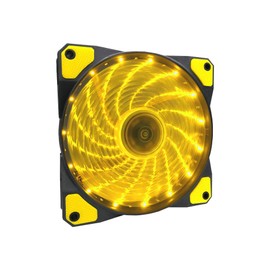 Apevia CF12SL-SYL 120mm Yellow LED Ultra Silent Case Fan w/15 LEDs & Anti-Vibration Rubber Pads