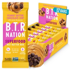 B.T.R. Nation Vegan Keto Superfood Protein Bars - Peanut Butter Chocolate Chip BLISS | (12) Bars | Low Carb, Plant Based, Gluten Free, Free of Sugar Alcohols & Boosted with Powerful Superfoods!