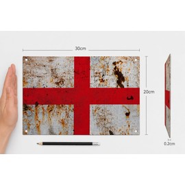 Home Bar Signs, St Georges Flag Metal Wall Plaque, England Football Decor for Garden Pub, Man Cave Gift for Men, Pre Drilled Holes, Hook and Loop Fittings, 20 x 30 cm