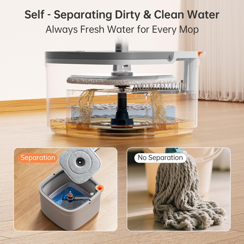 KZKR Spin Mop and Bucket Set with Self Separation Dirty