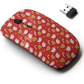 CJCBROES 2.4G Wireless Mouse with Cute Pattern Design for All Laptops and Desktops with Nano Receiver - Christmas Cup Stick
