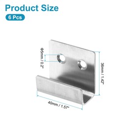 uxcell 6Pcs Mounting Bracket, 40x36mm Stainless Steel Tile Display Wall Hanger, Wall Mounted Hook Fastener Brackets for Mirrors Picture Frames, Silver