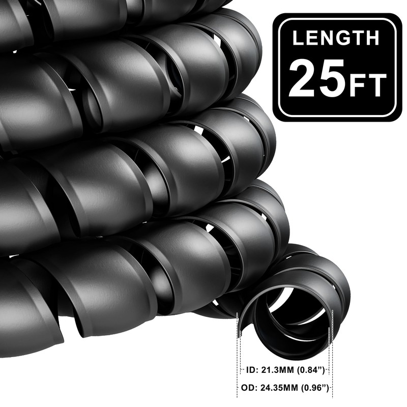 ANCIMOON Hydraulic Hose Protector, 3/4" OD x 25' Length Spiral
