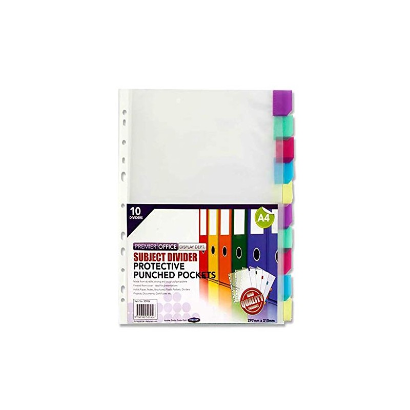 Premier Stationery H2755906 Premier Depot A4 Punched Pocket with Divider