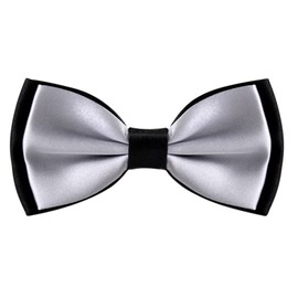Alizeal Mens Adjustable Black Bottoms Two Color Wedding Party Pre Tied Bow Ties, Silver