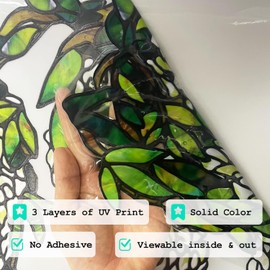 ChicSkin Original Hand Drawn Wisteria Stained Glass Window Hanging Stickers, Transparent Watercolor Floral Window Cling for Glass, White Wisteria 11.81"X17.72"X2PCS