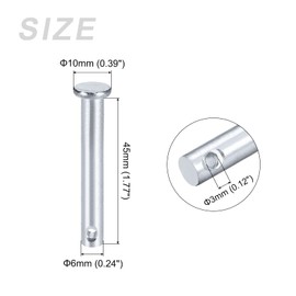 METALLIXITY 20pcs 6mm x 45mm Single Hole Flat Head Carbon Steel Fastener Pins for Metal Equipment Furniture Installation Industrial DIY