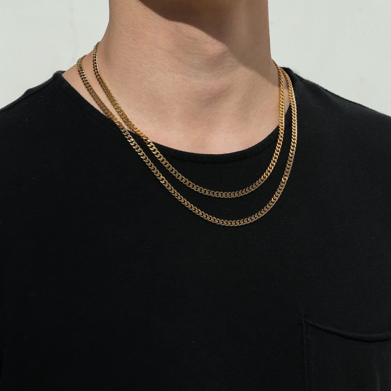 VEXXS Men's Gold Chain, 18K Real Gold Plated Miami Cuban
