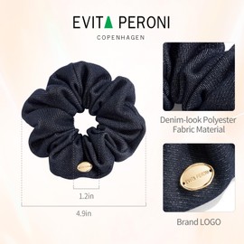 EVITA PERONI Hair Scrunchies for Women, Denim-Look Scrunchie Hair Ties, Gentle on Hair, Stretchy Elastic Hair Bands for Women Girls, Gifts for Mother Wife Girlfriend
