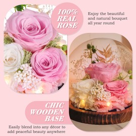 Gift for Woman Forever Flower for Delivery Prime Unique Preserved Flower Fresh Bouquet Pink Roses Birthday Gift for Her, Wife, Mom, Grandma, Wife, Valentine’s Day Gift, Home Decor Gifts