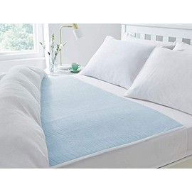 Deluxe Washable Reusable Double Bed Incontinence Pad Protector with Tucks (Blue)