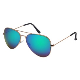 Edge I-Wear Classic Aviator Sunglasses Mirrored Lens Men Women Military Style 25095A-REV-2(G.gnrev)