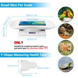 Puppy Scales for Weighing, Cat Weight Scale, 33lb/15kg Vegetables Fruits Kitchen Electronic Weight Scale with Tape Measure, for Kitten/Puppy/Hamster/Little Bird/Rabbit