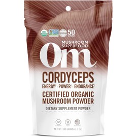 OM MUSHROOM SUPERFOOD Cordyceps Organic Mushroom Powder, 3.5 Ounce, 50 Servings, Energy, Power, Stamina and Endurance Support, Superfood Supplement for Sports Performance