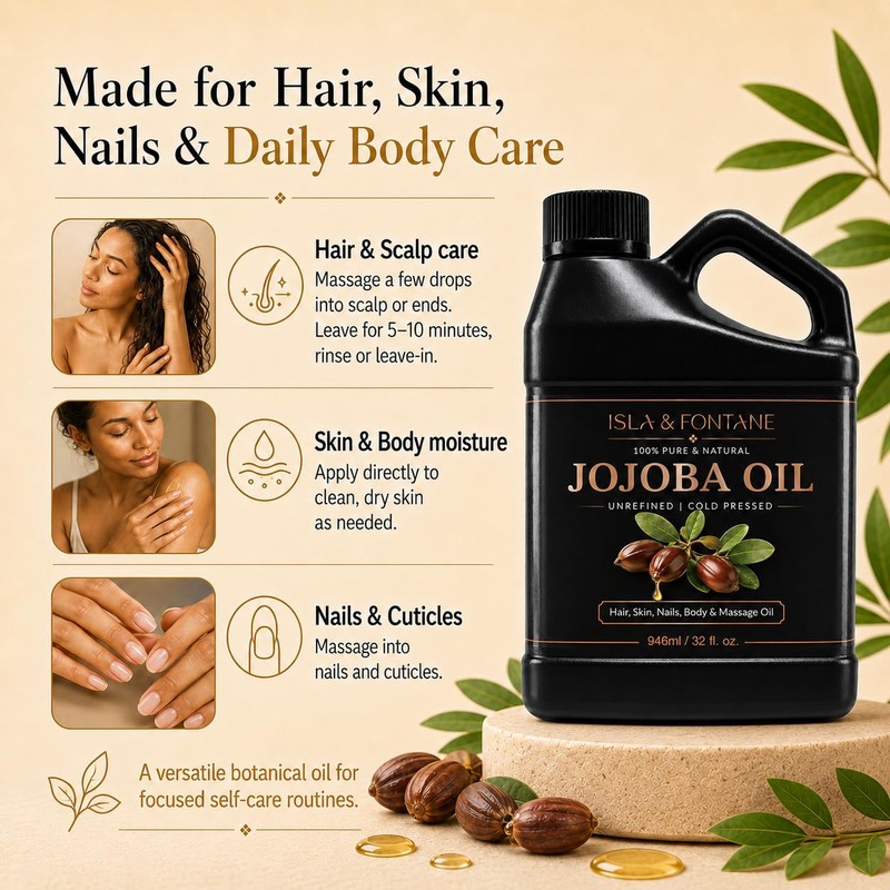 Jojoba Oil, 100% Pure, Cold Pressed, Unrefined, 32 fl oz