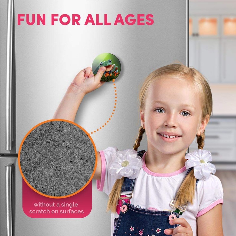 1 x Round MDF Magnet - Happy ny Frog Jungle