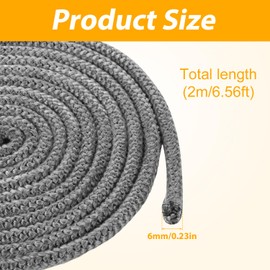 NQEUEPN Fireplace Seal Rope, 6.56Ft x 0.24inch Self-Adhesive Fiberglass Rope Seal Gasket Replacement Flat Wood Stove Rope Gasket for Fireplaces Wood Burning Stoves Doors (Gray)