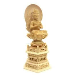 Kurita Buddha Statue Brand Nyorai 5644 Dainichi Nyorai (Kongokai) Seated Statue, Cypress Wooden Luxury Wood Carving, Nichirin Light Back, Hexagonal Stand, 2.5 inches (2.5 cm)