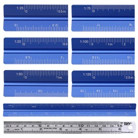 Triangular Scale for Land and House Surveyors, Drafting Supplies, Architectural Drawing, Aluminum (Small 5.9 inches (15 cm), Blue)