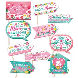 HOWAF 20pcs Happy Mother's Day Party Signs, Colorful Floral Mother's Day Directional Sign Photo props