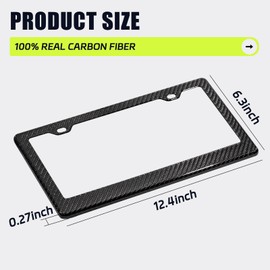 DCRCFIBER Carbon Fiber License Plate Frames - 1 Pack 100% Handmade Carbon Fiber Cloth Mounts, Slim Full Carbon Fiber License Plate Cover with Screw Caps, Anti-Vibration Pads, (Twill 2 Hole)