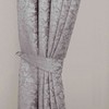 HOMESCAPES Grey Super Luxury Velvet Jacquard Curtains Tie Backs Pair,