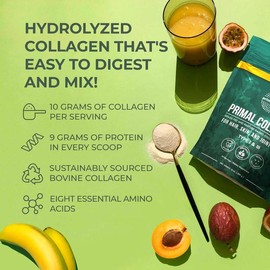 Primal Collagen – Premium Hydrolyzed Collagen Powder for Skin, Hair & Nail Support, Bone Health, Grass-Fed Type I & III, Beauty Supplement