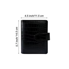 A7 Crocodile Budget Binder Kit - Mini Money Organizer for Saving, Cash Stuffing Envelope System, Planner Binders with Pockets, Sheets and Stickers, Black