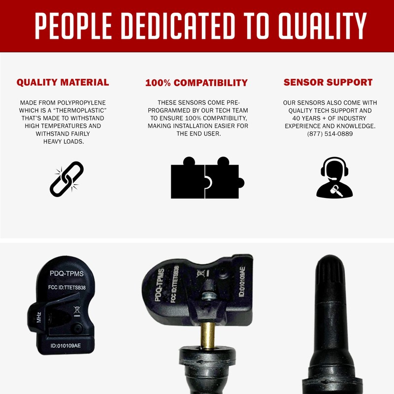 PDQ TPMS 433MHZ - Sensor de presión de neumáticos, paquete