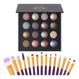 Paleta de Sombras Ucanbe Horneada con 16 Colores Mate y Brillante