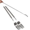 Agatige 2Pcs Extendable Fork, Telescopic Long Handle Cutlery Forks Stainless