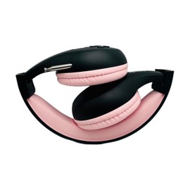 THINGS AUDIO Portable Personal FM Radio Headphones Pull-Out Antenna for Great Reception, Walking, Jogging, Relaxing, School, Talk Radio - Powered by 2AA Batteries (Not Included) (Black & Pink)