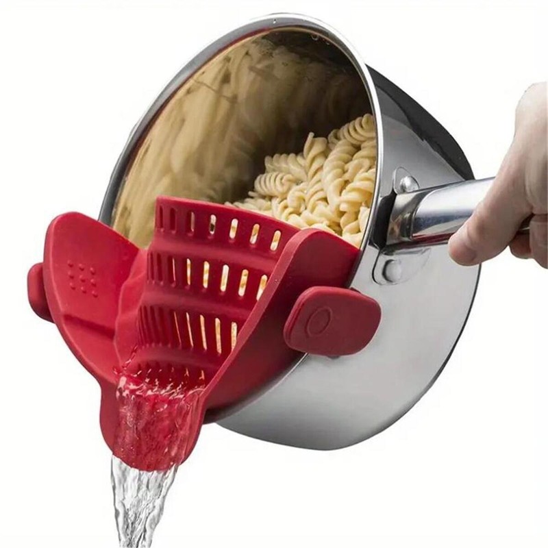 Clip-On Silicone Pot Strainer for Pasta & Vegetables – Flexible