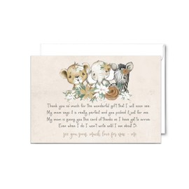 Paper Clever Party Flora Safari Baby Shower Thank You Cards with Envelopes Blank Note Prefilled Message from Girls Thanking for Gifts, Greenery Jungle Stationery Set 4x6, 25 Pack