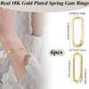 Beebeecraft 1 Box 6Pcs Spring Gate Rings 18K Gold Plated