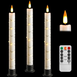 Da by 3 Pcs Flameless Window Candle with Remote and Timer, Battery Operated Candle with String Lights, 9.6 Inch Christmas Candle with 3 Black Base for Home Decoration, Christmas Decoration