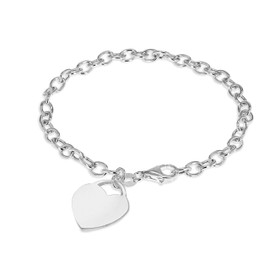 Tuscany Silver Women's Sterling Silver 16.8 x 18.9 mm Heart Charm Belcher Chain Bracelet of Length 19 cm/7.5''