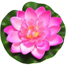 PurYupearl Artificial Floating Foam Lotus Flower with Water Lily Pad,Lifelike Pond Pool Lotus Ornaments,Realistic Ornament for Home Garden Pond Aquarium Decor，Artificial Plants and Flowers (Pink)